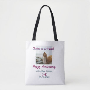 Cheers to 10 Years happy anniversary add photo dat Tote Bag