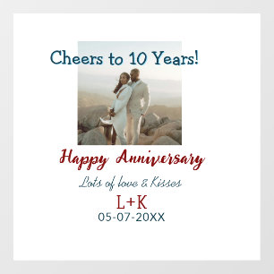 Cheers to 10 Years happy anniversary add photo dat Window Cling