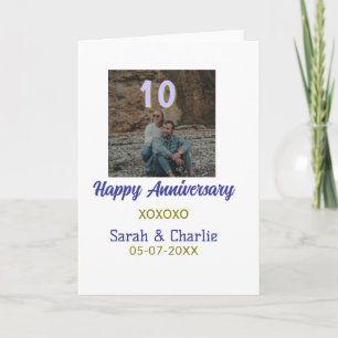 Cheers to 10 Years happy anniversary purple golden Card