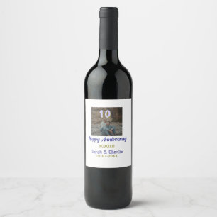 Cheers to 10 Years happy anniversary purple golden Wine Label