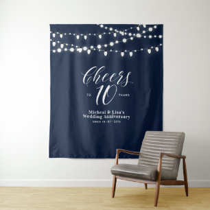 Cheers to 10 years Navy 10th Wedding Anniversary Tapestry