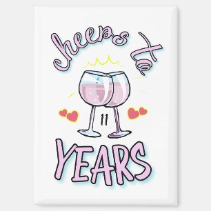 Cheers to 11 years wedding anniversary champagne  magnet