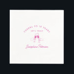 Cheers to 18 Years Pink 18th Birthday Custom Napkin<br><div class="desc">Festive pink doodle design features two hands toasting with wine glasses. All of the text is editable.</div>