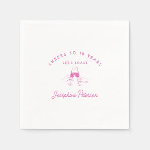 Cheers to 18 Years Pink 18th Birthday Custom Napkin