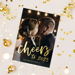 Cheers to 2023 New Year Gold Foil Holiday Card