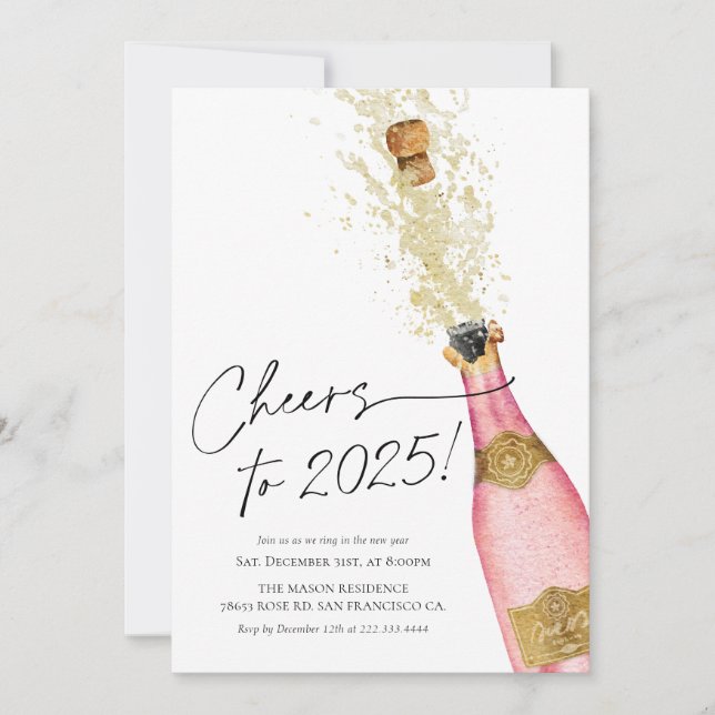Cheers to 2024 New Year Party Invitation (Front)