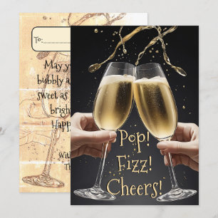Cheers to 2025 - Champagne Golden Bubbles Holiday Card