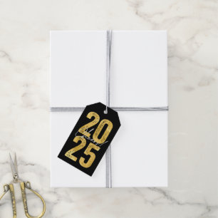 Cheers To 2025 Gold Typography Modern New Year Gift Tags