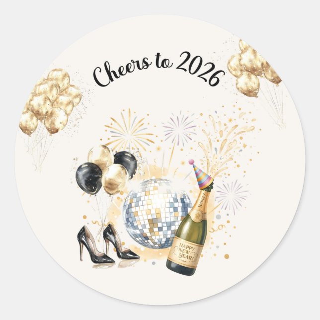 Cheers to 2026 New Year’s Eve Party  Classic Round Sticker (Front)