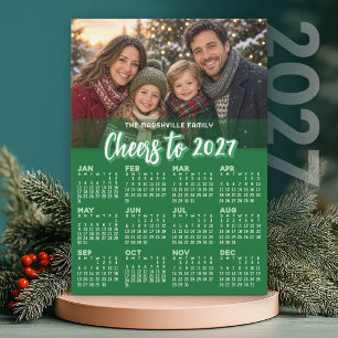 Cheers to 2027 - Calendar with Photo Holiday Card