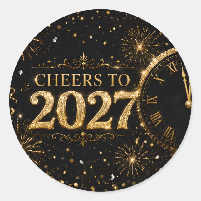 Cheers to 2027 classic round sticker (Front)