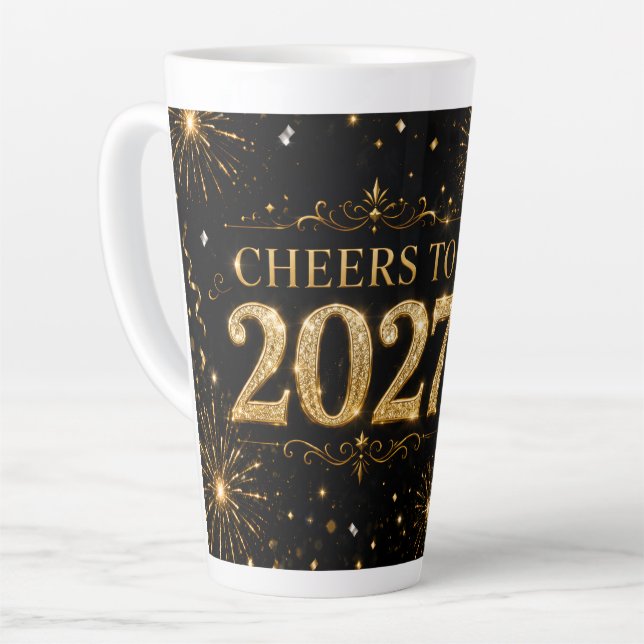 “Cheers to 2027 Latte Mug (Left Angle)