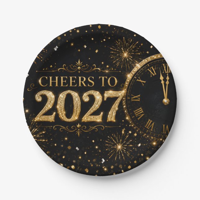 Cheers to 2027 paper plate (Front)