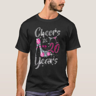 Cheers To 20 Years  20th Birthday Wine Shoes Diamo T-Shirt