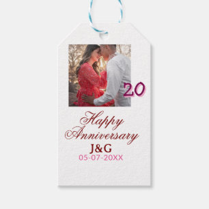 Cheers to 20 Years happy anniversary add photo dat Gift Tags