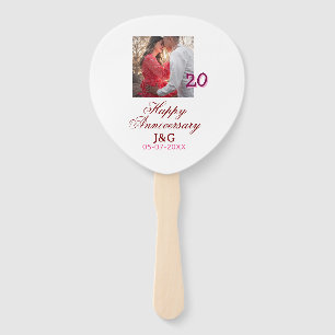 Cheers to 20 Years happy anniversary add photo dat Hand Fan