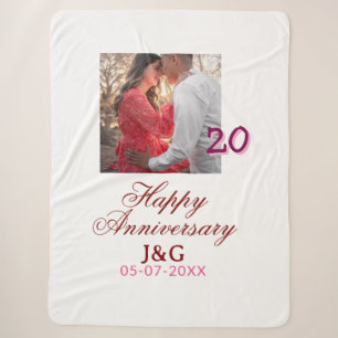 Cheers to 20 Years happy anniversary add photo dat Sherpa Blanket