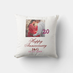 Cheers to 20 Years happy anniversary add photo dat Throw Pillow