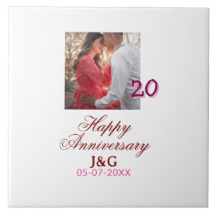 Cheers to 20 Years happy anniversary add photo dat Tile