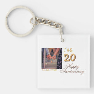 Cheers to 20 Years happy anniversary add photo pas Keychain