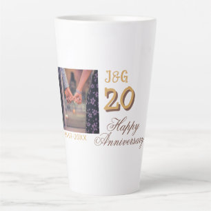 Cheers to 20 Years happy anniversary add photo pas Latte Mug