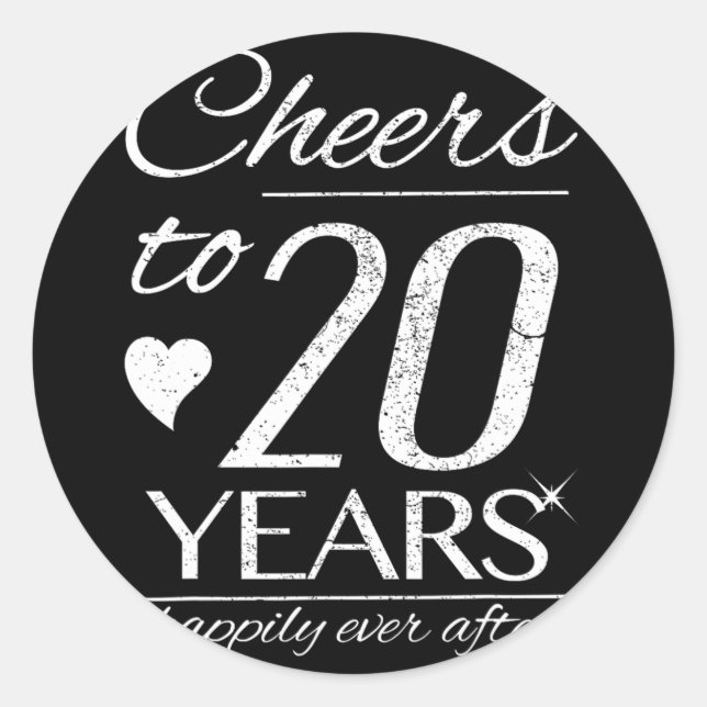 Cheers To 20 Years Married Couples 20th Wedding An Classic Round Sticker (Front)