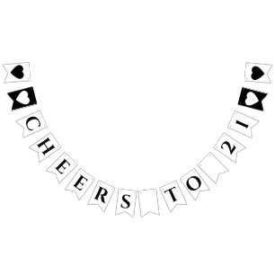 Cheers to 21 birthday elegant bunting flags