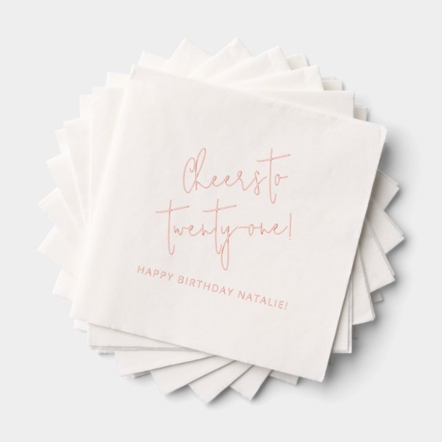 Cheers to 21 Custom Age 21st Birthday Party Foil Napkins (Insitu (Stacked))
