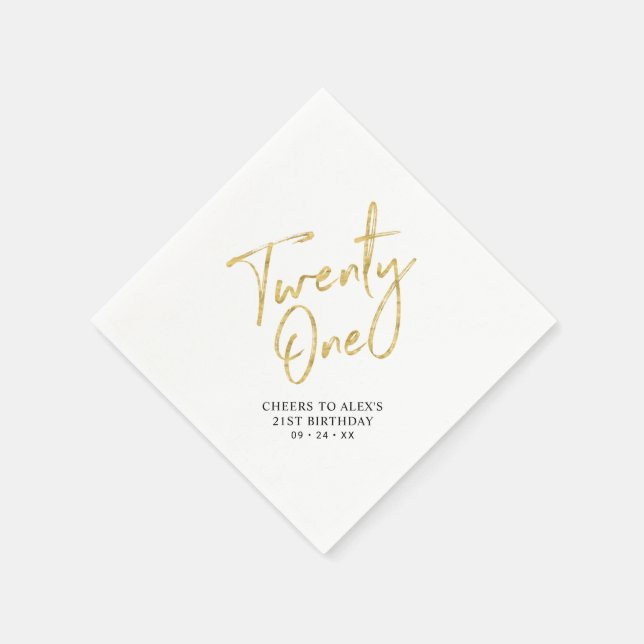 Cheers to 21  | Modern Adult 21st Birthday Party N Napkin (Corner)