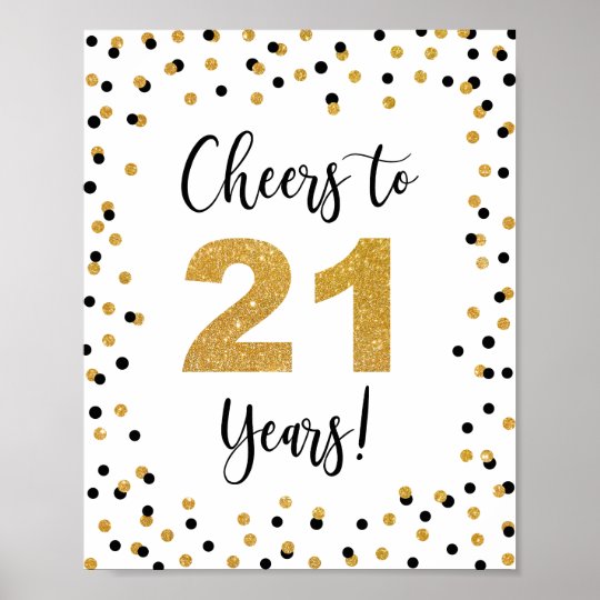 Cheers to 21 Years Anniversary or Birthday Sign | Zazzle.ca