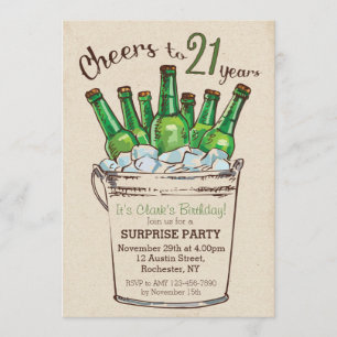 Cheers to 21 years Birthday Invitation