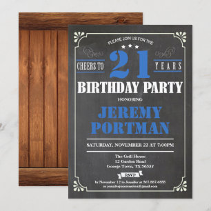 Cheers to 21 years birthday invitation. Retro Invitation