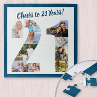 Cheers to 21 Years Number 21 Photo Collage Square