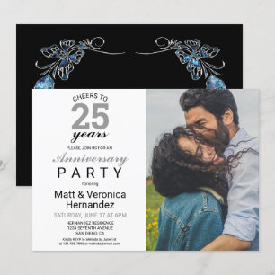 Cheers to 25 Years Silver 25th Anniversary  Invitation