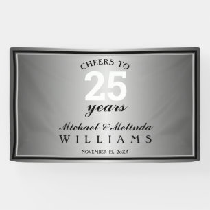 Cheers to 25 Years Silver Wedding Anniversary  Banner