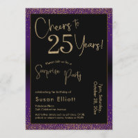 Cheers to 25 Years Surprise Birthday Party, Purple