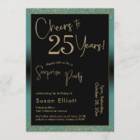 Cheers to 25 Years Surprise Birthday Party, Teal