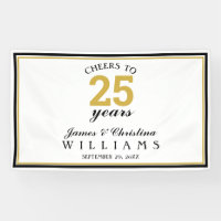 Cheers to 25 Years Wedding Anniversary Gold 