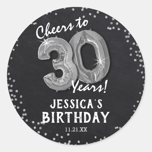 Cheers to 30 Years! 30th Birthday Classic Round Sticker (Front)