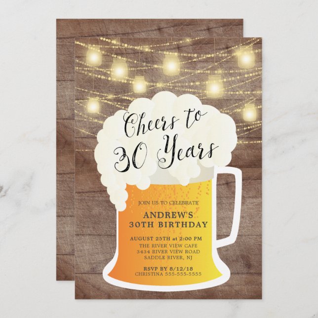 Cheers to 30 Years Birthday Invitation (Front/Back)
