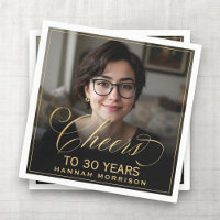 Cheers to 30 Years Birthday Photo Gold Black