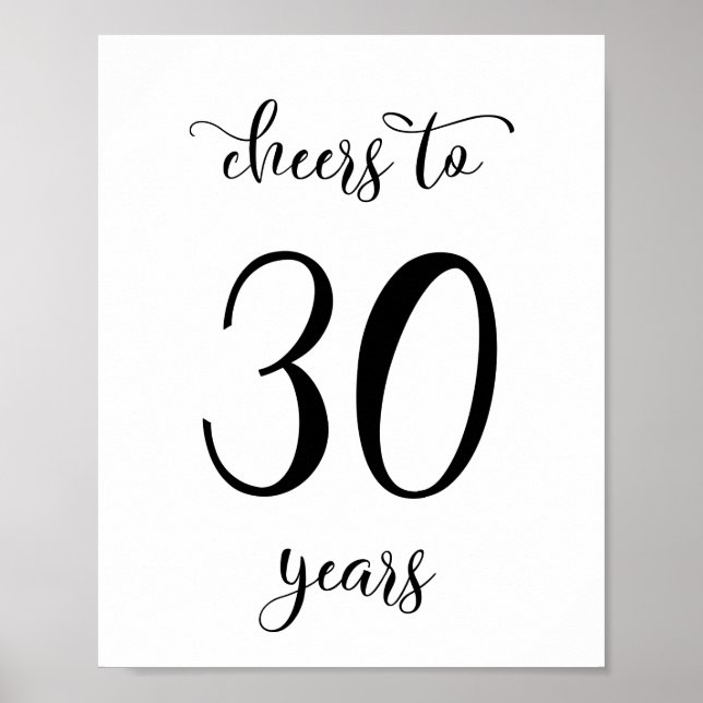 Cheers to 30 years birthday sign (Front)