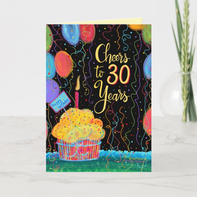 Cheers to 30 Years Happy Birthday Balloons Card (Front)