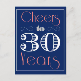 Cheers to 30 Years Postcard