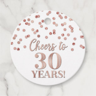 Cheers to 30 Years Rose Gold Confetti Favour Tags