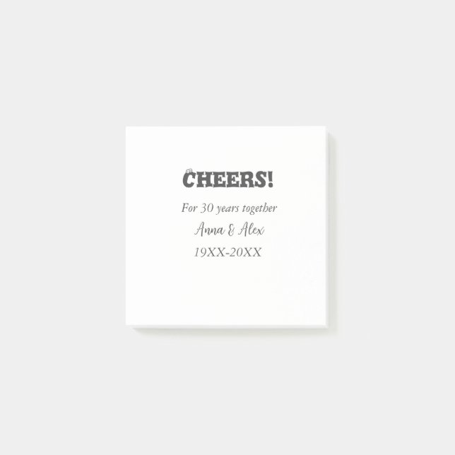 Cheers to 30 years together anniversary add name d post-it notes (Front)