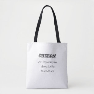 Cheers to 30 years together anniversary add name d tote bag