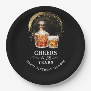 Cheers to 30 Years Whiskey Paper Plate