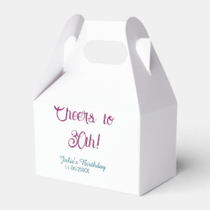 Cheers to 30th birthday name date mauve blue elega favor box