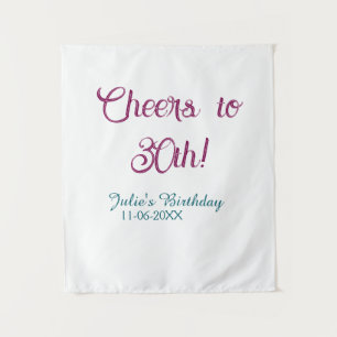 Cheers to 30th birthday name date mauve blue elega tapestry